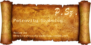 Petrovity Szabolcs névjegykártya